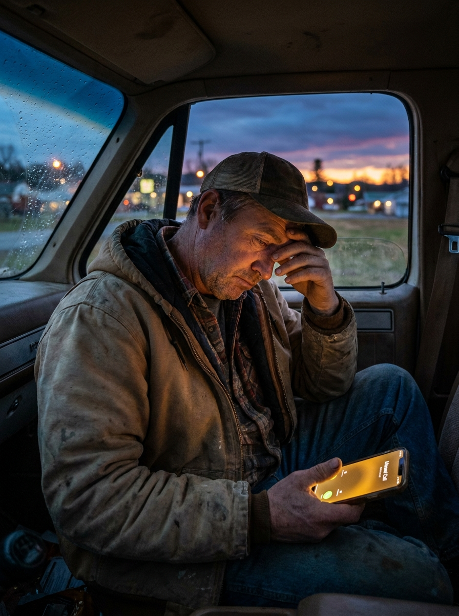 A trades owner in his truck at the end of a long day